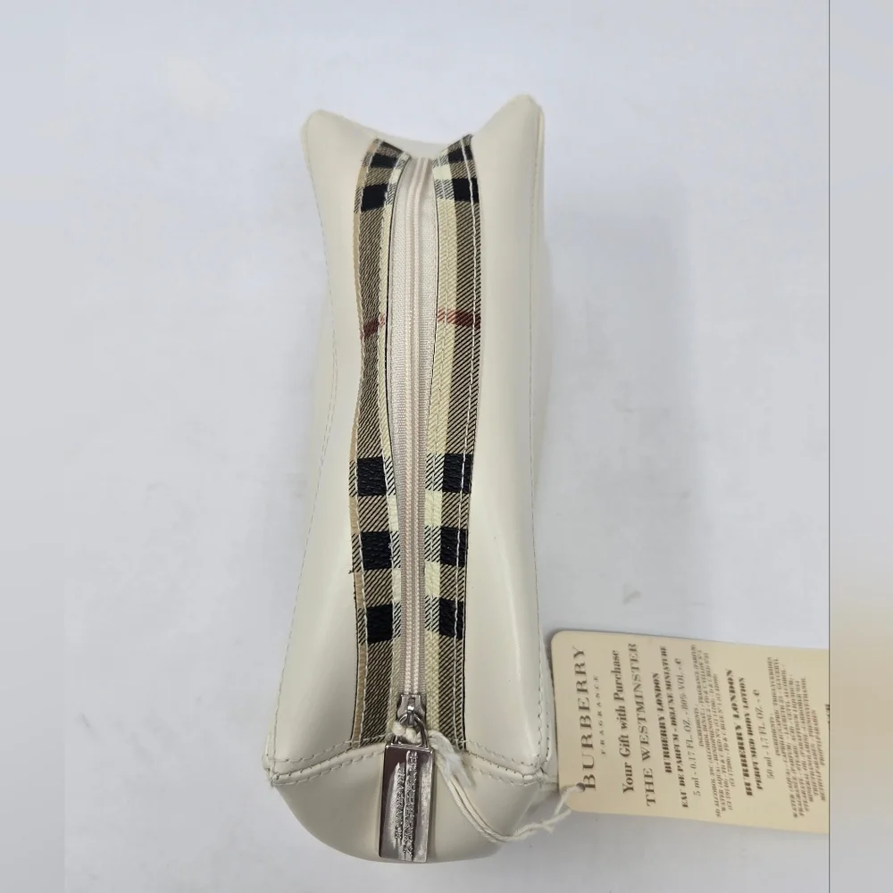 NWT BURBERRY FRAGRANCE TRAVEL POUCH CREAM NOVA CHECK PLAID COSMETIC MAKEUP CASE - Picture 9 of 14